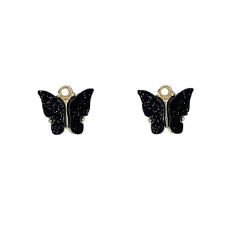 10Pcs Blikajúce 13x13mm Trendy Zliatiny Motýľ Nastavenie Akryl Charms Ručné Zvierat Prívesky DIY Šperky, Doplnky, Veľkoobchod