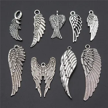 10pcs Charms Krídlo Antique Silver Farba Vták Krídla Prívesok Charms Vták Krídla Prívesok Charms Príslušenstvo Šperky