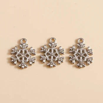 10pcs/veľa 13*17 mm 2 Farba Smalt Snowflake zobrazili kľúčové tlačidlá pre Náušnice, Prívesky, Náramky, Takže Crystal Charms DIY Príslušenstvo Šperky