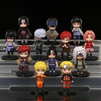 12pcs Nastaviť 6,5 cm Anime Naruto Akcie Obrázok hračky Uzumaki Sasuke Sakura Kakashi Gaara Hayate Itachi Hinata Modely Deti Hračky