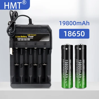 18650 batéria 3,7 V 19800mAh nabíjateľná liion batéria s nabíjačkou pre Led baterka batery litio batérie+1pcs Nabíjačky