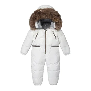 -30 Stupňov Zimné detí hrubé nadol bunda veľkosť chlapec jumpsuit lyžiarske oblek Dievčenské biele nepremokavé snehu vyhovovali 90% kačica nadol