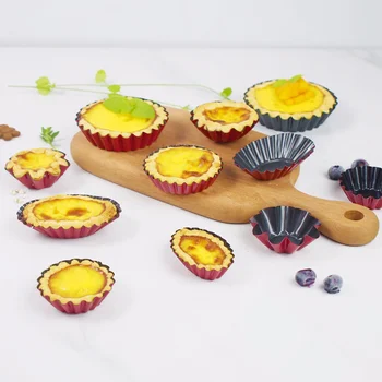 3ks Legovanej Ocele Vajcia Tortu Formy Hrubé opakované použitie Kvet Okraj Cupcake Formy Non-Stick Pečenie Muffin Poháre Kuchynské Doplnky