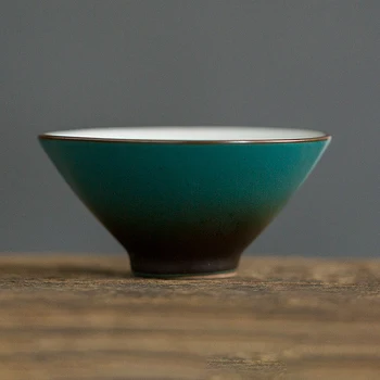 4 ks/veľa Čínskych Keramické Teacup Ručné gradient zelený čaj misy Jeden pohár Majstra Poháre Domov pitie čaju Teaware Príslušenstvo
