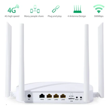 4G Smart WiFi Router Vysoká Rýchlosť 300Mbps Wireless Router s 4 Externé Antény Slot Karty SIM 2,4 GHz Wifi Router Valček