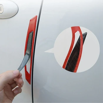 4Pcs Super Červené Reflexné Nálepky Black Carbon Fiber Pásy Auto Bočné Dvere, Hrana Nárazníka Anti-Scratch Stráž Výbava Stick