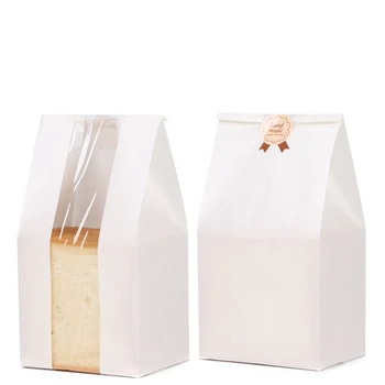 50pcs Kraft Papier Chlieb Taška Jasné Vyhnúť Olej Balenie Toast Okno Vak na Pečenie Takeaway Potravín Package Tortu Taška