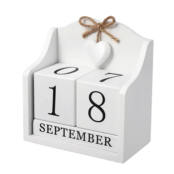 BESPORTBLE Čas Koncept Dreva Kalendár Stolový Doplnok Perpetual Calendar Office Dekorácie Fotografie Prop