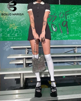 BONJOMARISA Otvorené Prst Bublina Platformu Kliny Háčik Slučky Goth Značky Ženy Sandále super Street Luxusné Čierne Letné Topánky Pre Ženy