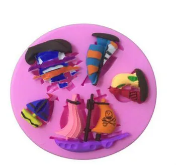Cake Zdobenie Corsair Silikónové Formy Plachetnica Fondant Tortu Formy Na Pečenie Nástroje Pre Kutilov, Cukrovinky, Čokoláda, Formy Pečivo Nástroje