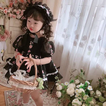 Dieťa Dievča Leta Čiernej Čipky Lolita plesové Šaty Princezná Šaty pre Dovolenku Strany