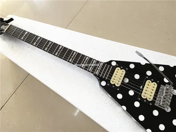 Doprava Zadarmo Randy Rhoads Podpis Elektrická Gitara Polka Dot Dokončiť Top Čína Gitara
