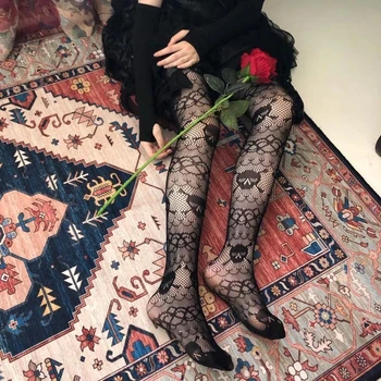 Harajuku Pavučina Sieťované Pančuchy Žena 2021 Gotický Priedušná Tmavo Čierne Pantyhose Sexy Lolita Halloween Pančuchové Nohavice Ženy