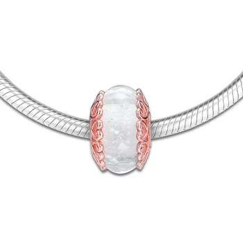 Hodí Pôvodné Pandora Náramok 925 Sterling Silver Dúhové Biele Sklenené Korálky Charms DIY Šperky Čo Kralen