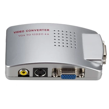 Hot Predaj Notebook VGA na TELEVÍZOR AV RC Kompozitné Video Adaptér Converter Box Prepínač Podporuje S-Video, RGB NTSC / PAL Počítač Signál