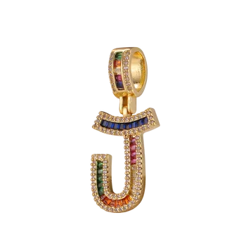 Juya 39*15.5 mm Rainbow Cubic Zirconia Remeselné Abecedy Počiatočné Písmeno Charms Dodávky Pre DIY Prívesok Názov Šperky Robiť