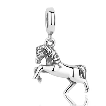 Kôň S925 Strieborný Prívesok Charm Európskej Guľôčok PRE Pôvodné Kúzlo Strieborný Náramok Trinket Šperky Lady Ženy, Dievča, Darček