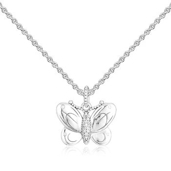 Kúzlo 925 Silver Pôvodné Fit Pandora Náramky Šterlingov Dekoratívne Motýľ Náhrdelník Prívesky Korálky pre diy Ženy Šperky
