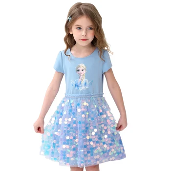 Letné Deti Šaty pre Dievčatká Mrazené Elsa Kostým Princezná Vestidos Flitrami Strany Narodeniny Dospievajúcich Detí Oblečenie