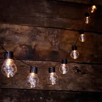 Móda Nové Solárne Retro Žiarovka String Svetlá Pre Záhrada, Vonkajšie 10LED Fairy Party Lampa