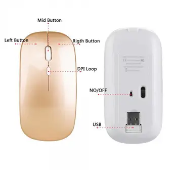 Nové Nabíjateľná Počítačovej Myši 2.4 G Bezdrôtové Nabíjanie Myš Ultra-Tenké Tichý Vypnúť Myší Pre Domáce Kancelárie Notebook Myš