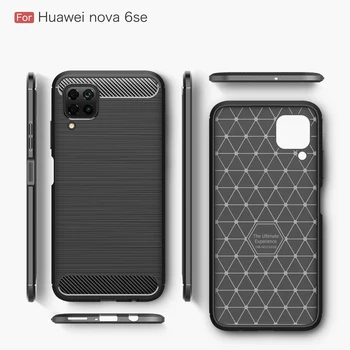 Obchodné Shockproof Silica Gel Mäkké Telefón puzdro Na Huawei Nova 6 SE 5I 5T 7I 5Z 5 Pro Fashion karbónová Ochrana Zadného Krytu