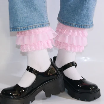 Originálne Handmade Dizajn Žena Bavlnené Ponožky Skladaný Lolita Ponožky Cosplay Kostýmy Príslušenstvo Čipky Ponožky Sladké Girl