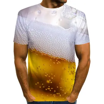 Pivo 3D Vytlačené T Shirt Mužov Zábavné Novinka T-shirt O-krku Krátky Rukáv Topy 2021 Lete Unisex Móda Street Oblečenie, Oblečenie