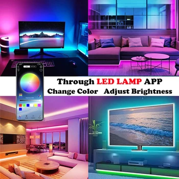 RGB 5050 USB LED Svetelné Pásy Bluetooth Infračervený Radič Flexibilné Dekorácie TV PC Podsvietenie Lampa Biela Teplá Svetelný Reťazec
