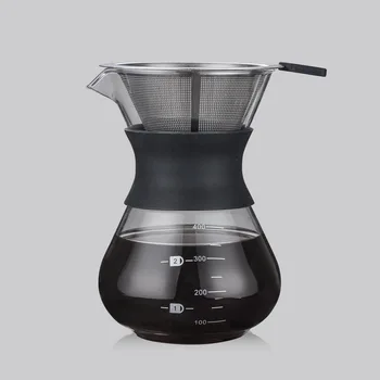 Sklo Coffee Pot s Nerez Filter Strane Drip Varení Horúci Brewer Hrnce Dripper, Barista, Zalejeme kávovar