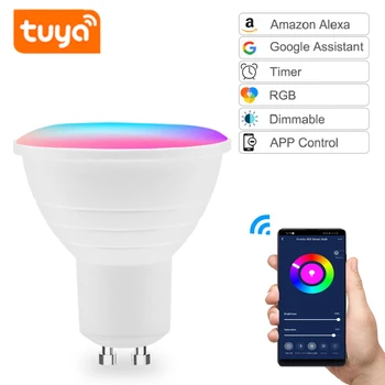 Tuya Wifi Smart Žiarovky GU5.3 Spotlight GU10 Energeticky Úsporné LED Lightbulb Lampa AC85-265V 5W RGBCW Podporu Alexa Domovská stránka Google