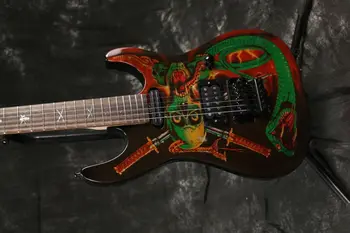 Vysoko Kvalitné 6 String Elektrická Gitara, Mahagónové Telo s Had Obrázok Rosewood Hmatníkom Vody Transfer Tlač Lesklý Povrch