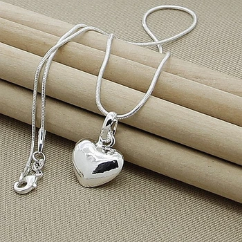 Vysoká Kvalita Strieborný Náhrdelník 925 Sterling Silver Heart-Shape Small Prívesok Náhrdelníky pre Ženy Valentína Darček