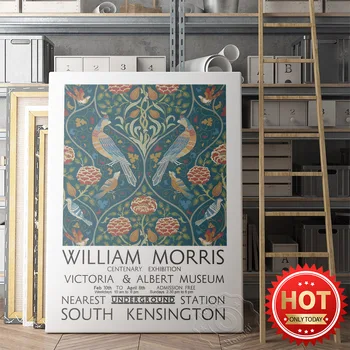 William Morris Výstavy Múzeum Plagátu, William Ročných Období Do Mája Vintage Umenie Výtlačkov, Morris Kvety, Vtáky Umenie Stenu Obrázok, Dekor