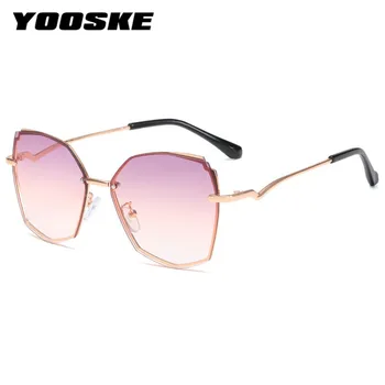 YOOSKE Gradient slnečné Okuliare Ženy, Luxusné Značky bez obrúčok Slnečné Okuliare Ldies Rez Zdobené Objektív Kovový Rám Nepravidelný Okuliare 2021