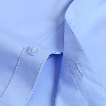 Čisté Farebné Pruhované Tričko Vrecku Vysoko-elastický Business Non-žehlenie Longsleeve Tričko pre Mužov Práce, Biele Tričko Slim Fit Košele Mužov